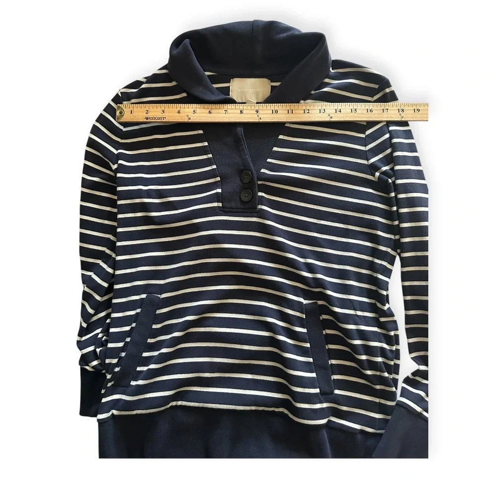 Banana Republic Shawl Collar Pullover Navy Striped L Women